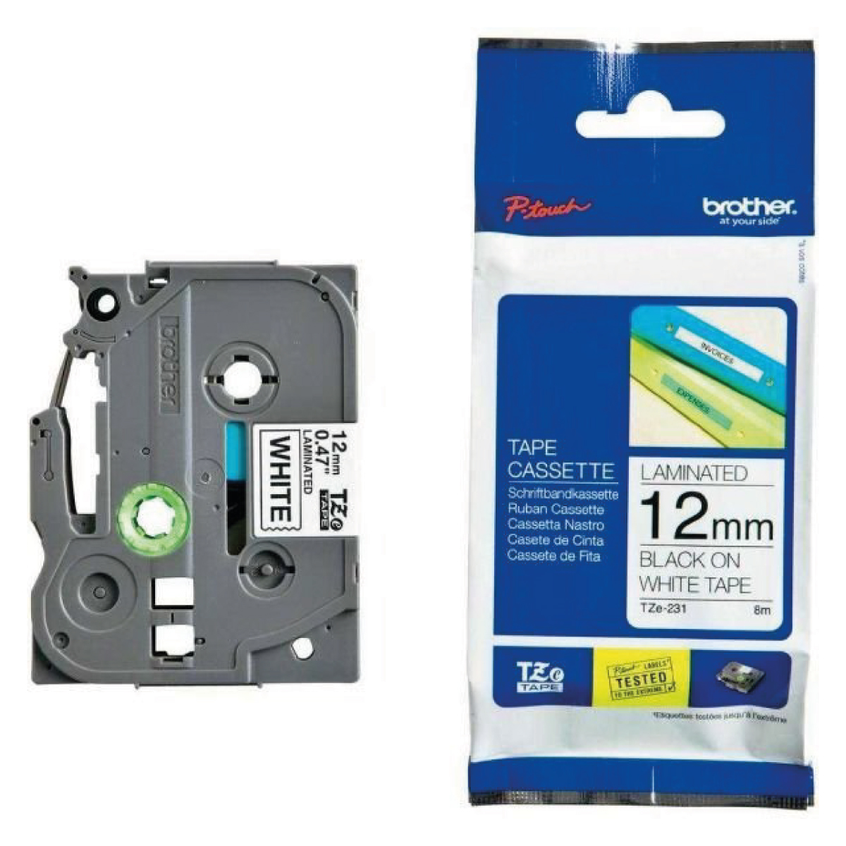 Cinta Para Rotuladora Brother Original Tze231 negro sobre blanco