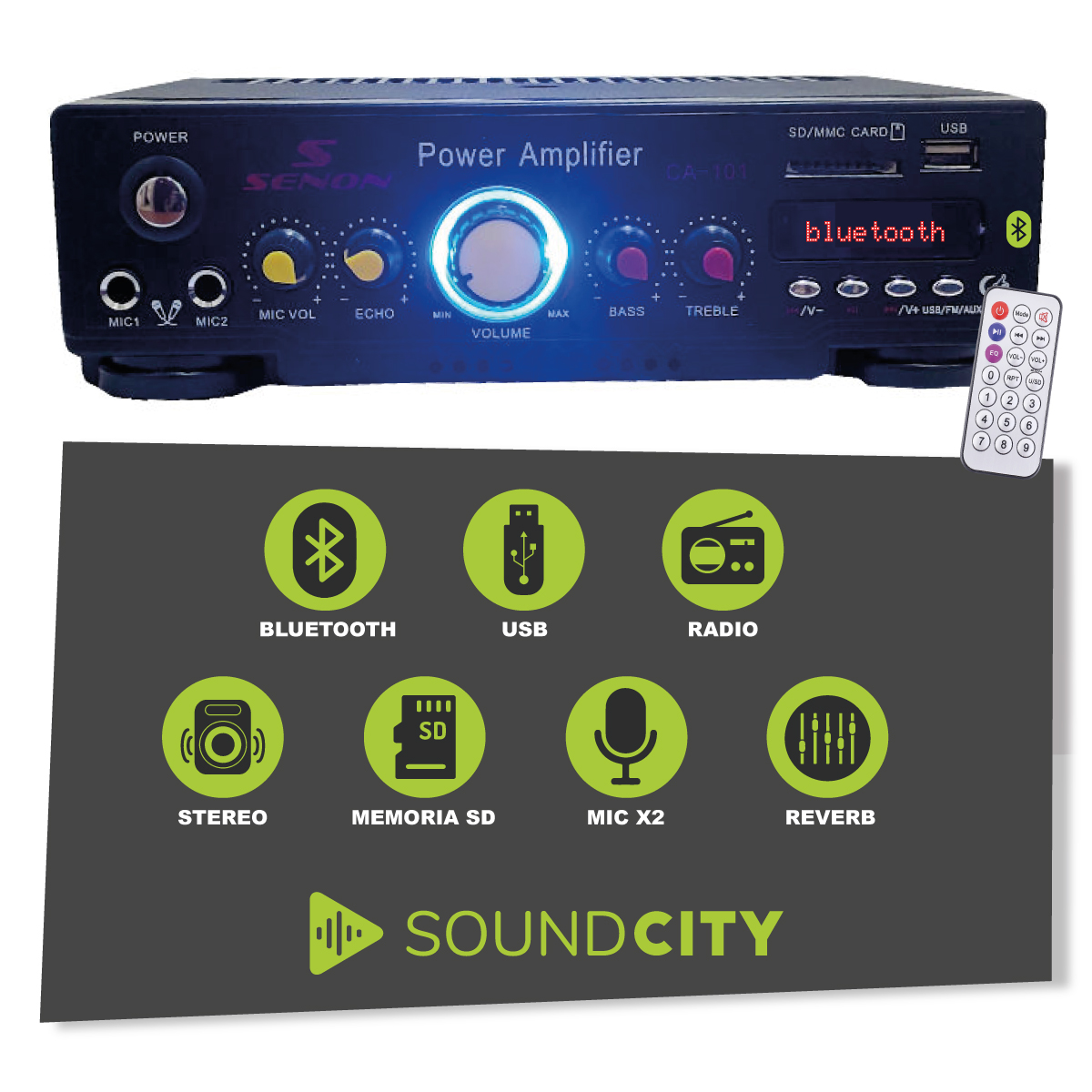Combo Mini Amplificador Bluetooth + 4 Bafles M4PL Blanco - Imagen 5