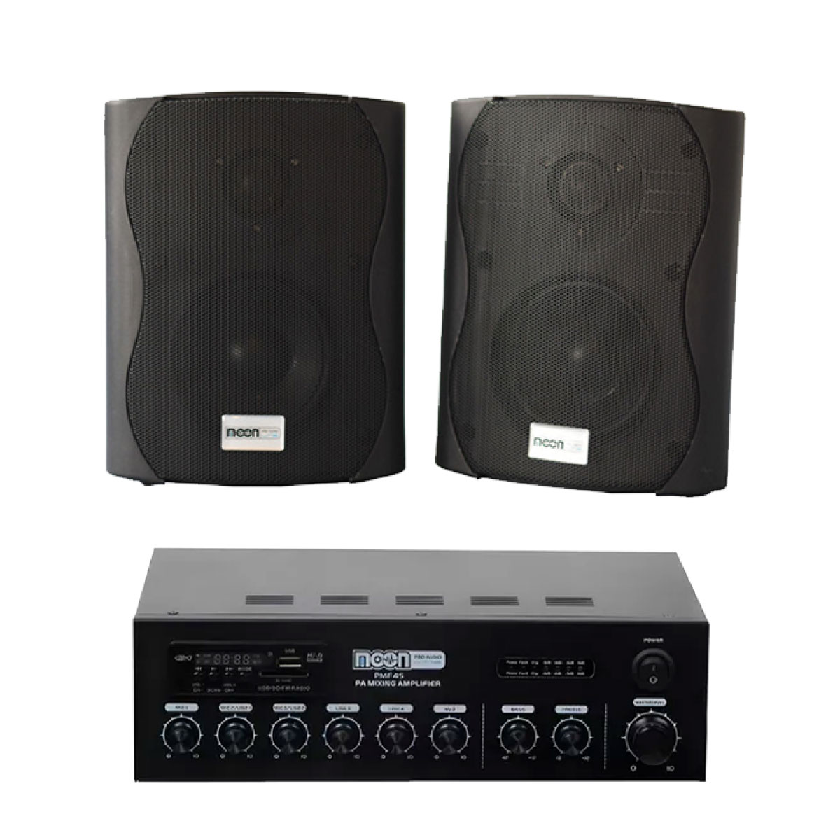 Combo Amplificador 45w Usb Bt + 2 Torch6 C/ Trafo Negro