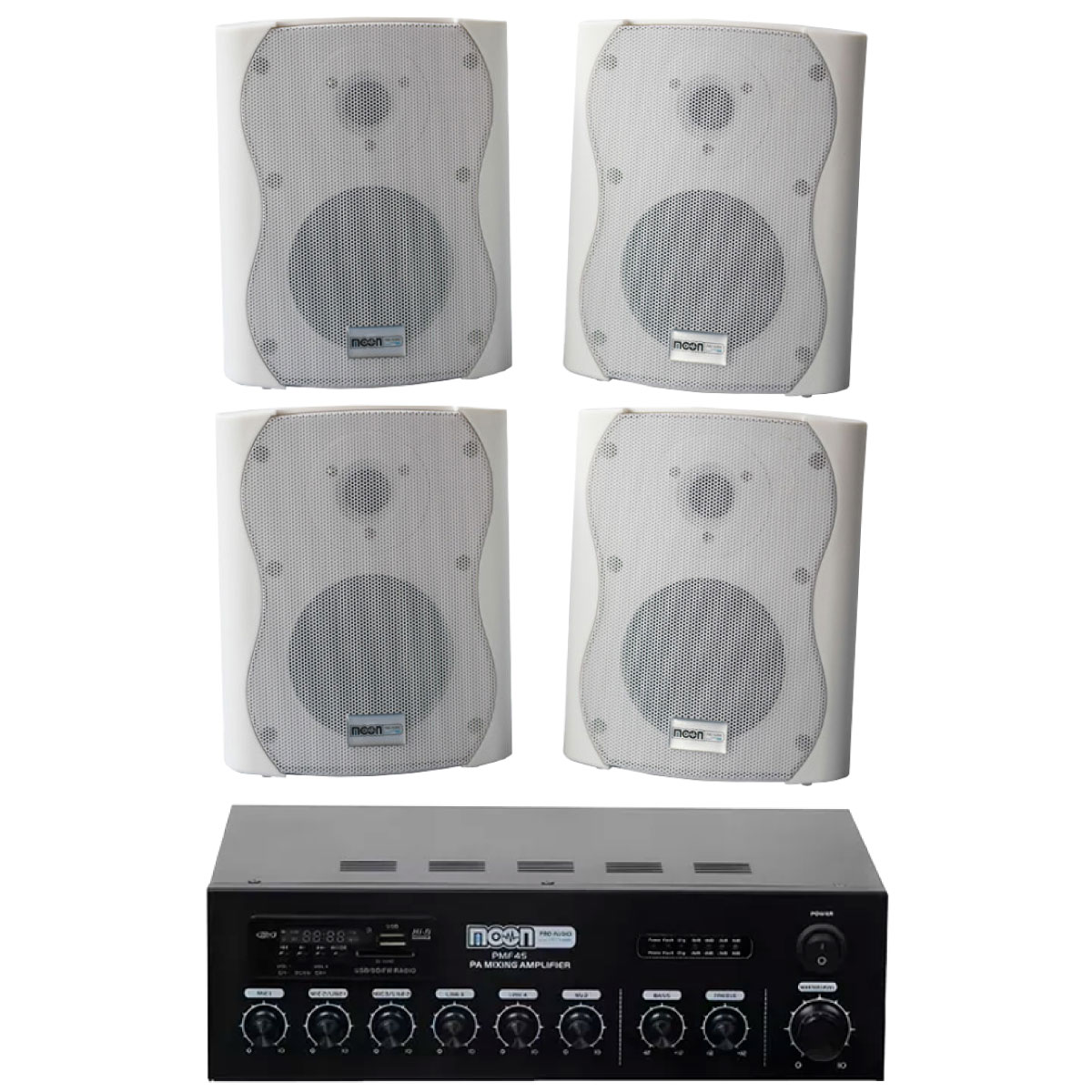 Combo Amplificador 45w Usb Bt + 4 Torch4 C/ Trafo Blanco